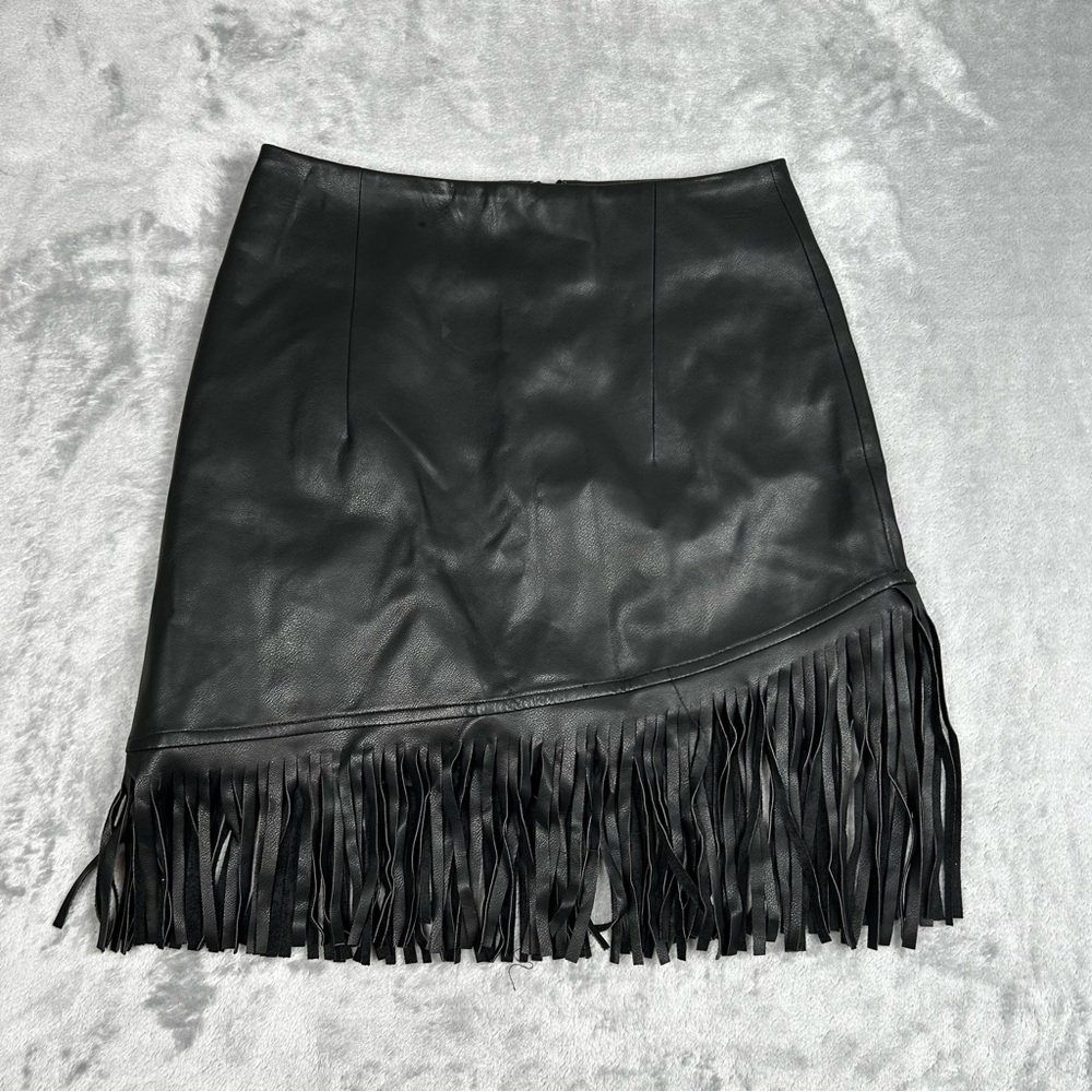 Bagatelle NYC Vegan Leather Fringe Western Skirt Size XS